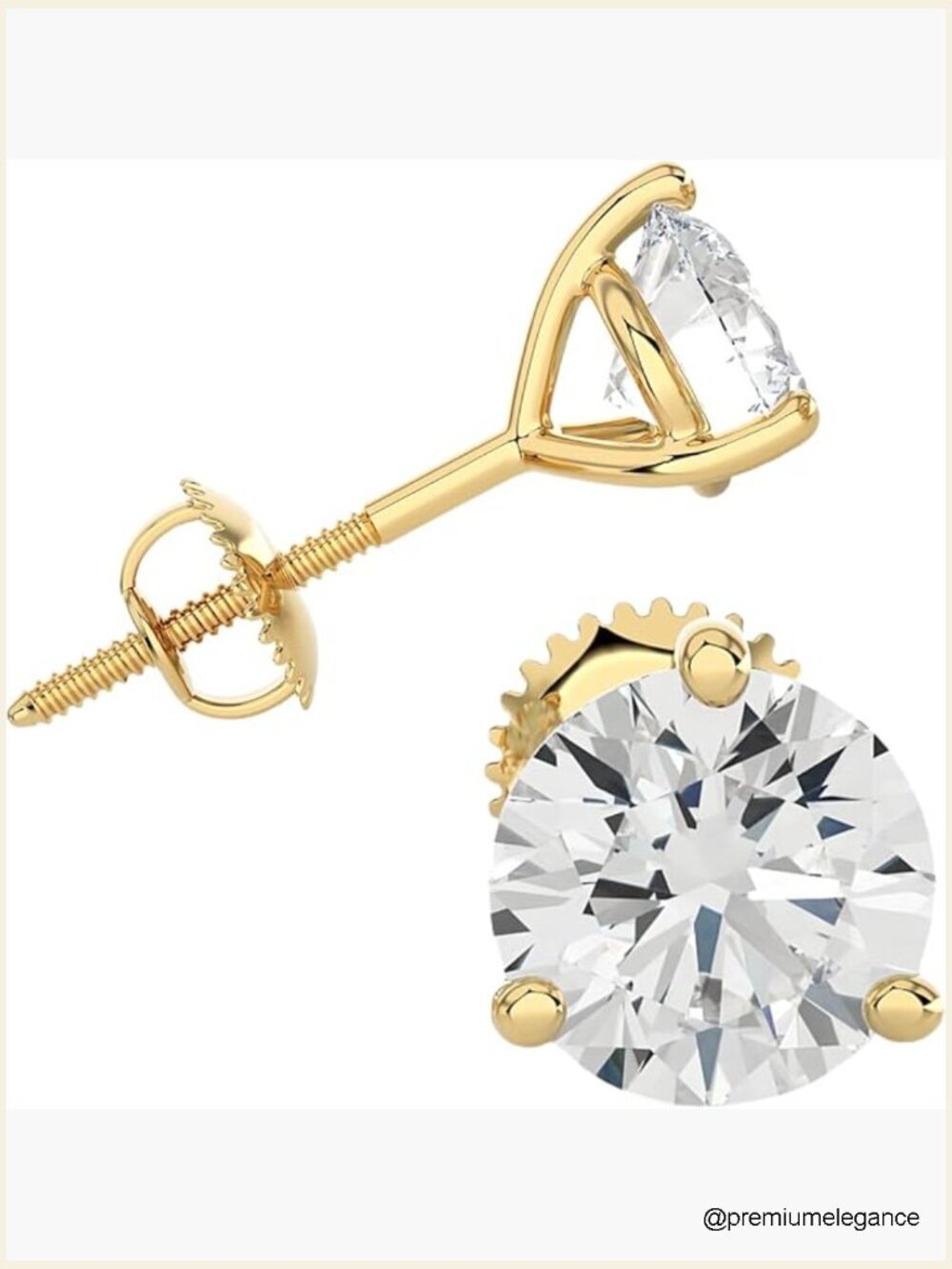 Lab Grown Diamond Stud Earrings 14K White Gold Screw Back